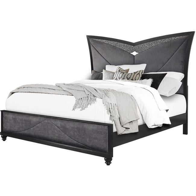 Global Furniture USA BEVERLYBLQB Beverly Bed, Black Queen Size