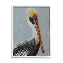 Stupell Industries Nautical Pelican Portrait Animals & Insects Painting White Framed Art Print Wall Art, 24 x 30