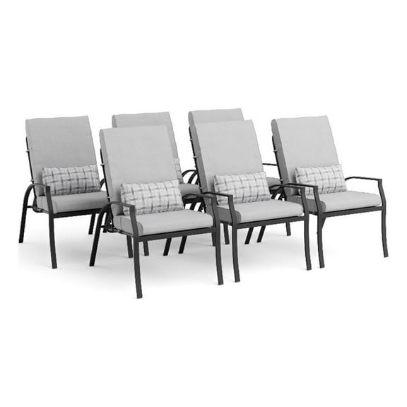 Greemotion Palma 6-Piece Two-Tone Metal Outdoor Reclining Armchairs in Gray