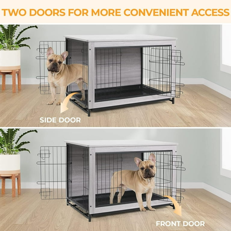 LAZY BUDDY Dog Crate & Furniture, Modern, Double Doors, Pull