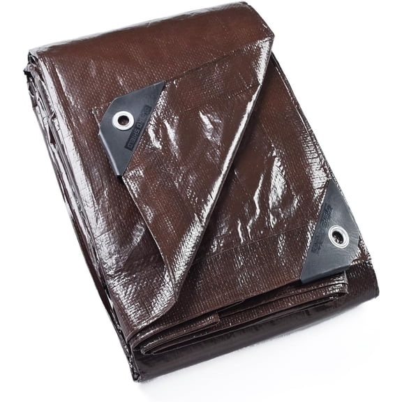 Brown Tarp 20x20 Feet Waterproof Tarps Lightweight Camping Tarp Outdoor Multi Purpose Poly Cover 6mil