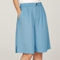 thumbnail image 2 of felwors Women's Elastic Waist Button Fly Wide Leg Shorts Linen Blend Side Slit Summer Casual Culottes (Sky Blue, XXXL), 2 of 6