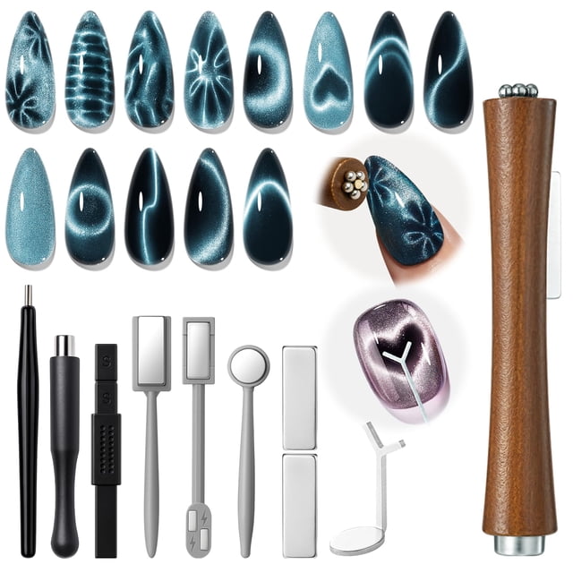 Set de imanes para uñas Modelones 3 en 1, lápiz magnético para efecto ojo de gato