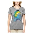 thumbnail image 2 of Mahi-Mahi Fish Catching Small Fish Animal Lover Womens Graphic T-Shirt, Heather Grey, Large, 2 of 3