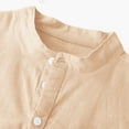 thumbnail image 5 of Inleife Mens Shirts Plus Size Fashion Men Casual Short Sleeve V-Neck Solid Button Shirt Tops, 5 of 6