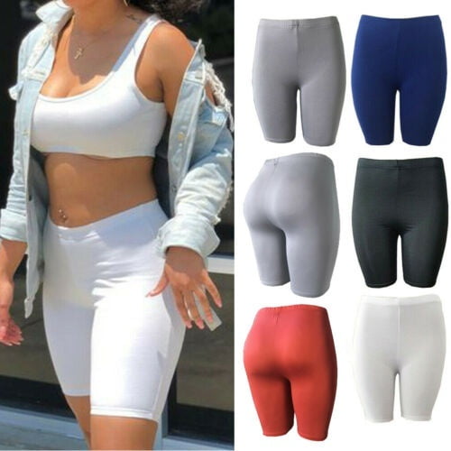 New Womens Ribbed Stretchy Activewear Yoga Dance Gym Biker Cycling Shorts Pants