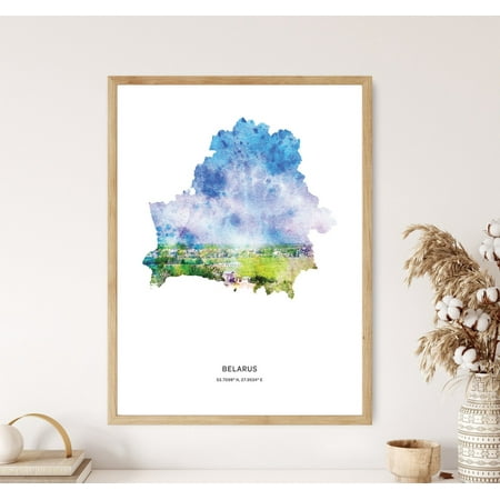 PosterArt Belarus Print, Belarus Poster, Belarus Map Art, Map of Belarus, 8x12 UNFRAMED