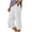 *135-White, variant on Womens Solid Color Cotton Blend Capri Pants Elastic Waist Split Hem Pants with Button Detail and Pockets