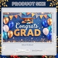 thumbnail image 2 of Gold Grad Cap Graduation Banner Colorful Balloons Graduation Backdrop Blue Background Glittery Design Academic Background for Graduation Party College Graduation Graduation Photoshoot, 2 of 9