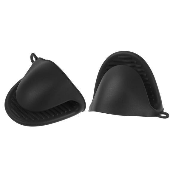 Unique Bargains 2pack Silicone Pot Holders Heat Resistant Silicone Mini Oven Mitts Pinch Pot Holders Finger Protector Black