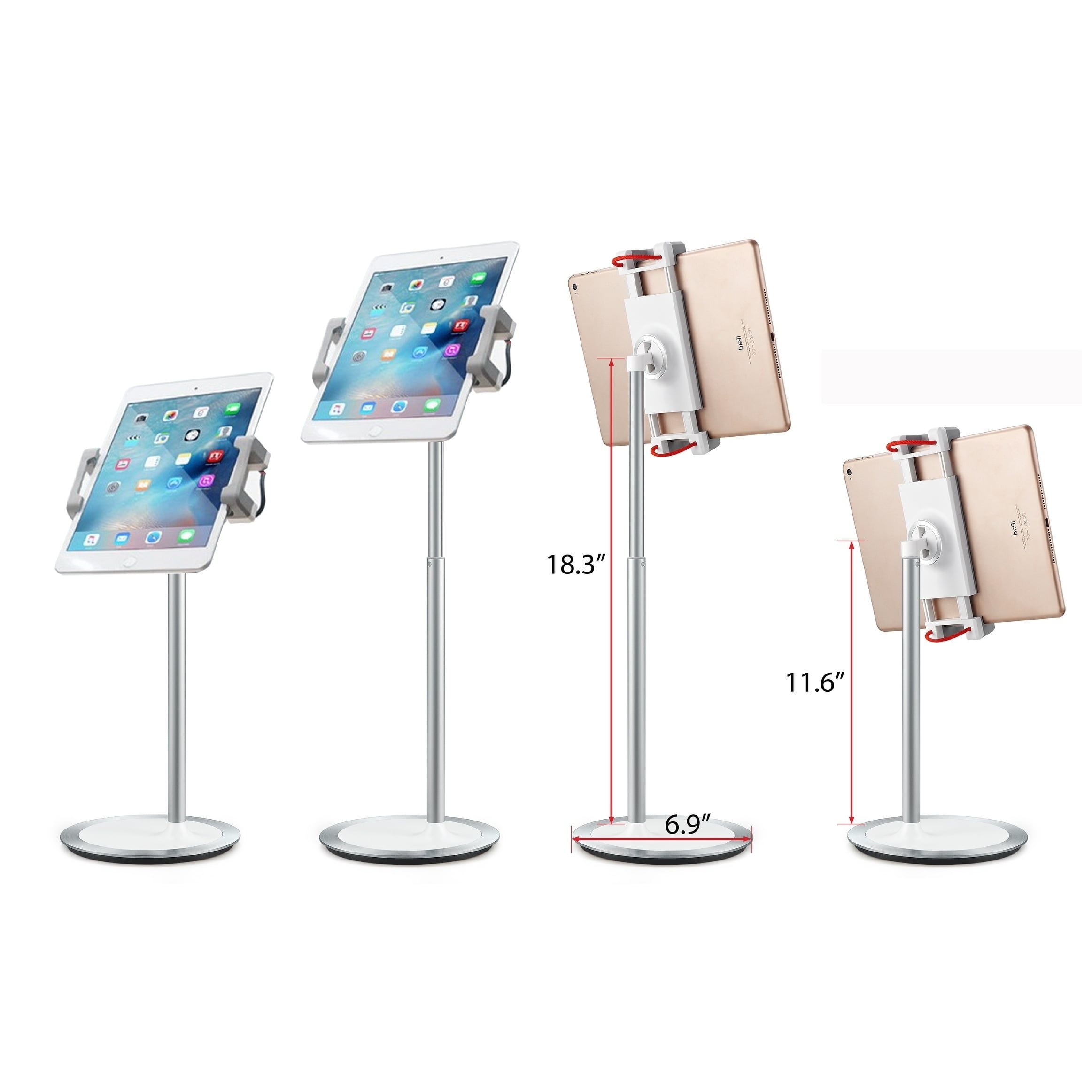 idee 19" Desk Tablet Stand, Height Adjustable and 360 Rotation with Non-Slip Clamps and 2 lb Base, PTS02W