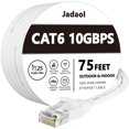 thumbnail image 1 of Cable Ethernet Jadaol Cat 6 de 75 pies para exteriores e interiores, 10 Gbps, blanco, 1 of 6