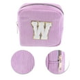 thumbnail image 4 of Unique Bargains 1 Pc Letter W Pattern Makeup Bag for Travel Pink Purple Corduroy, 4 of 6