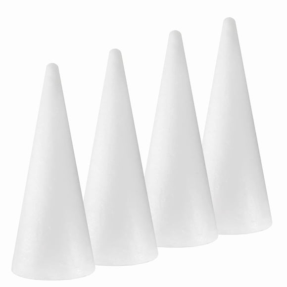 Conos de espuma Craft FFChuanhe, paquete de 4 unidades, 12 x 39 cm, color blanco