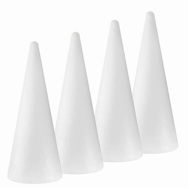 Conos de espuma Craft FFChuanhe, paquete de 4 unidades, 12 x 39 cm, color blanco