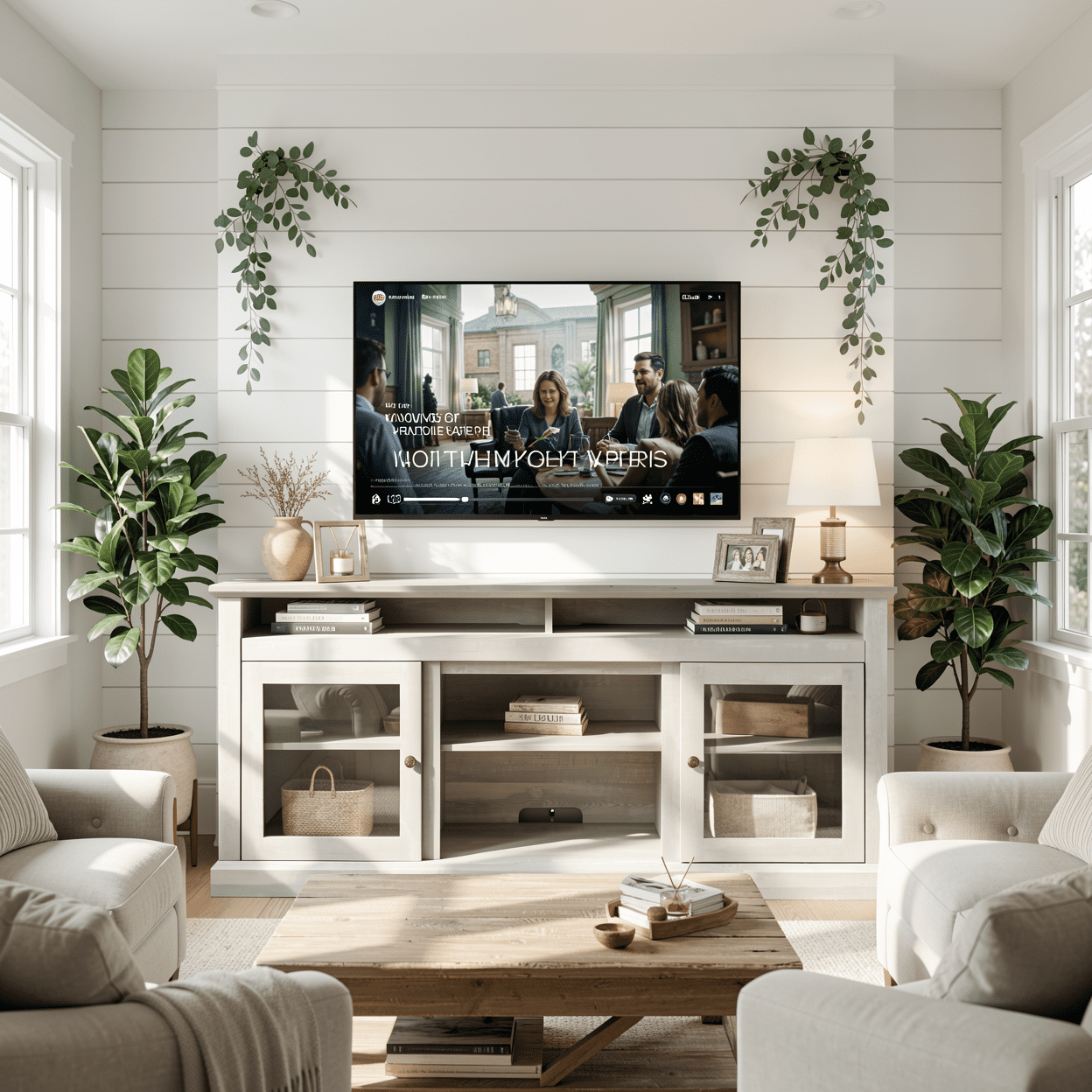 Homy Casa TV Stand for 65 Inch TV with Storage Cabinets and Cable Management for Living Room, Stone Gray