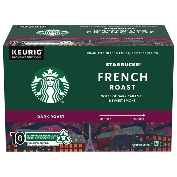 French Roast Dark Roast Ground Coffee K-Cup Pods Box, 10 pc