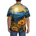 thumbnail image 3 of Yiaed Elegant Sunset Sunflower Print Mens Casual Wrinkle Free Shirts Short Sleeve Button Down Summer Stretch Dress Shirt-X-Large, 3 of 5