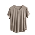 thumbnail image 2 of Antinious Women Solid Short Sleeve V-Neck Casual Plus Size Pajama Tops, 2 of 5