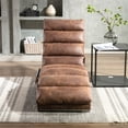 thumbnail image 2 of Modern Recliner Chaise Chair, Upholstered Linen Chaise Lounge Indoor Chair with Metal Legs and Side Pocket, Massage Long Lounger Lazy Sofa Chair with Backrest for Bedroom Living Room, Coffee, 2 of 7