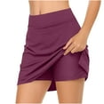 thumbnail image 2 of UAMVSH Womens Summer Tennis Skirts Trendy Running Workout Skirt Built-In Shorts Solid Athletic Skorts, 2 of 5