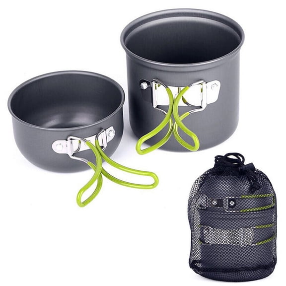 Camping & Hiking Cookware Set for Outdoors - Aluminum Picnic Pot Bowl Kit for Camping Cooking and Food Prep