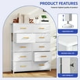 thumbnail image 5 of ModFusion 10-Drawer Fabric Dresser with Wooden Top, Storage Tower for Bedroom, Closet, White, 5 of 10