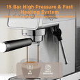 thumbnail image 2 of Ollygrin Espresso Machine,15 Bar Semi-Automatic Espresso Maker with Milk Frother,Compact Stainless Steel Coffee Machine with 40oz Removable Water Tank for Cappuccino,Latte, Americano,Sliver for Home, 2 of 9