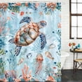 thumbnail image 3 of Sea Turtle Waterproof Fabric Shower Curtain,Summer Beach Coastal Nautical Coral Blue Red Waterproof Fabric Shower Curtain for Bathroom Curtains Bathtubs Shower Curtains with 12 Hooks Stall 54x78in, 3 of 8