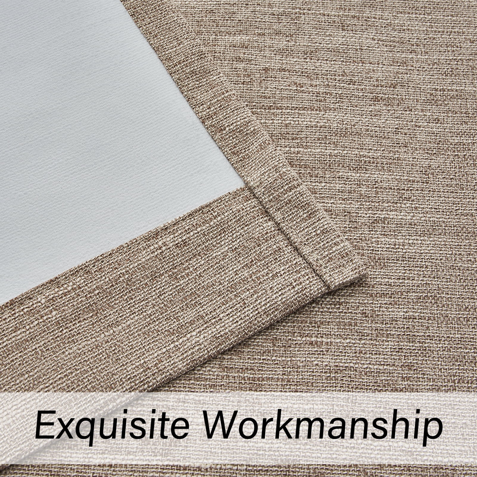 Top Finel Grommet Top Blackout Curtains, Dark Flax, 52" x 90", 2 Panels