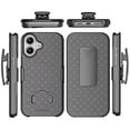 thumbnail image 2 of For iPhone 16 6.1 inch Weave Premium 3in1 Combo Holster Kickstand Case Cover - Black, 2 of 5