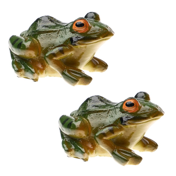 ColoMX 2 Unids Frog Estatua Adorno Hogar Rana Figuras En forma de Figuras Decoración para el Hogar Desktop Fun Frogs Decoraciones