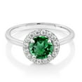 thumbnail image 2 of Gem Stone King 925 Sterling Silver Engagement Ring Nano Emerald and Moissanite (1.46 Cttw) (Size 6), 2 of 4
