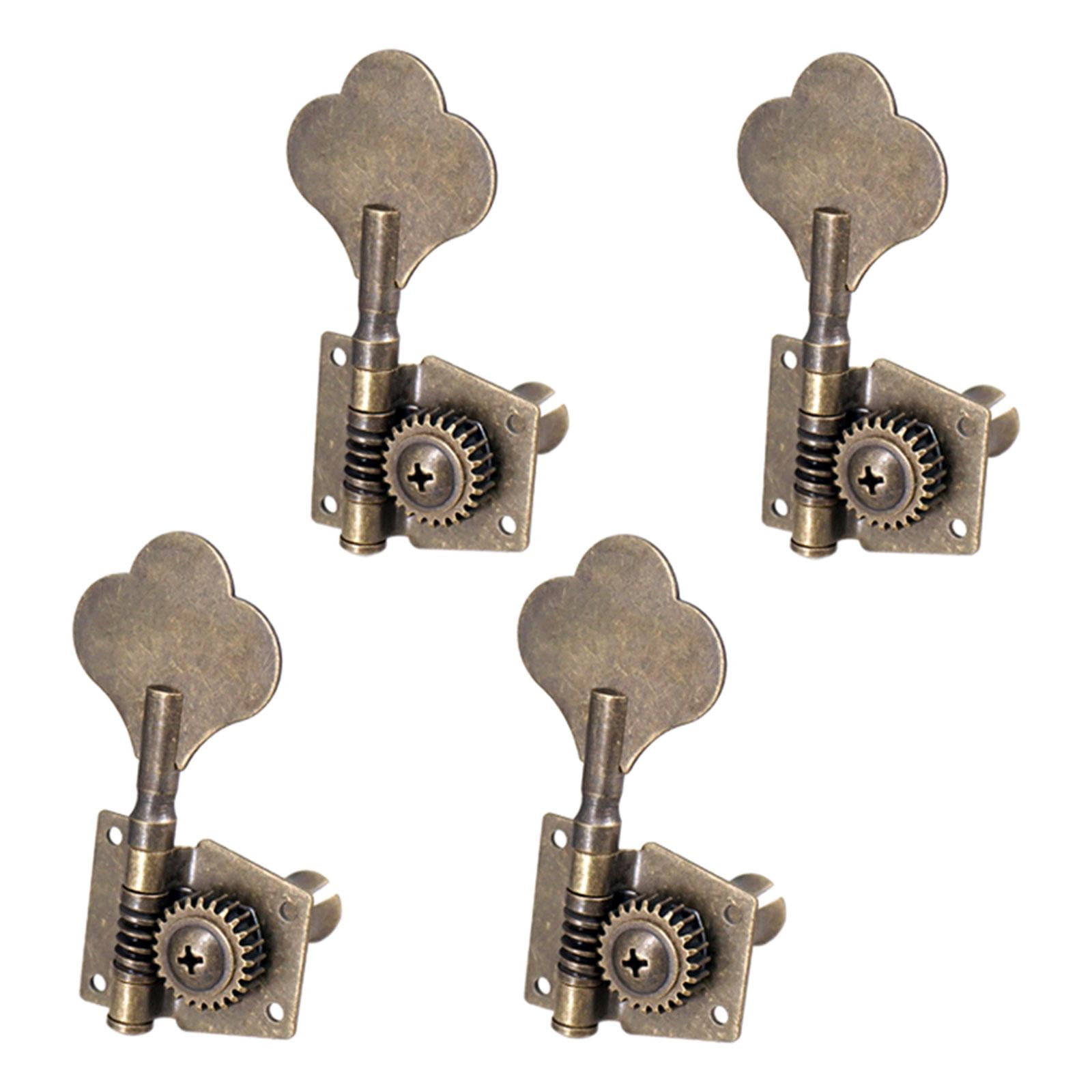 LeeQinersw 4 Open Bass Tuning Pegs Electric Bass Tuning Pegs Machine Heads Knobs Metal Bass 4R Bronze