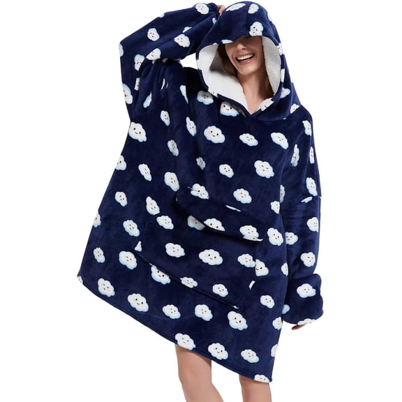 White Cloud Blanket Hoodies for Women and Men Adult Oversize Wearable Blanket Hoodies for Soft and Warm