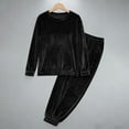 thumbnail image 4 of Oksale Womens Fleece Sweatsuit 2 PC Sherpa Lined Long Sleeve Sweatshirts Elastic Soft Cozy Sweatpants Warm Winter Pajama Sets Black XXL, 4 of 6