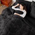 thumbnail image 4 of Homewish Gothic Skull Damask 7 Pieces Full Size Bedding Sets,Spooky Halloween Full Size Bed in a Bag,Dark Gray,Black Reversible, 4 of 8