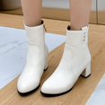 thumbnail image 3 of NECHOLOGY Botas Mujer Adulto Femenino Zapatos Botines de mujer Zapatos de mujer de moda Estilo británico Rhinestone Bowknot Tacón grueso Tacón medio Cremallera trasera sólida Botas (White, 9), 3 of 4