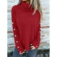 thumbnail image 4 of Women'S Oversized High Neck Chunky Pullover Cowl Neck Long Sleeve Winter Slouchy Loose Knit Sweaters Wine Red XXXL, 4 of 8