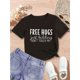 thumbnail image 1 of Camisetas creativas con estampado de letras "ABRAZOS GRATIS, ¡ES BROMA! ¡NO ME TOQUES!", suaves, elásticas, cómodas, de cuello redondo y manga corta, para niñas. Tops de verano., 1 of 6