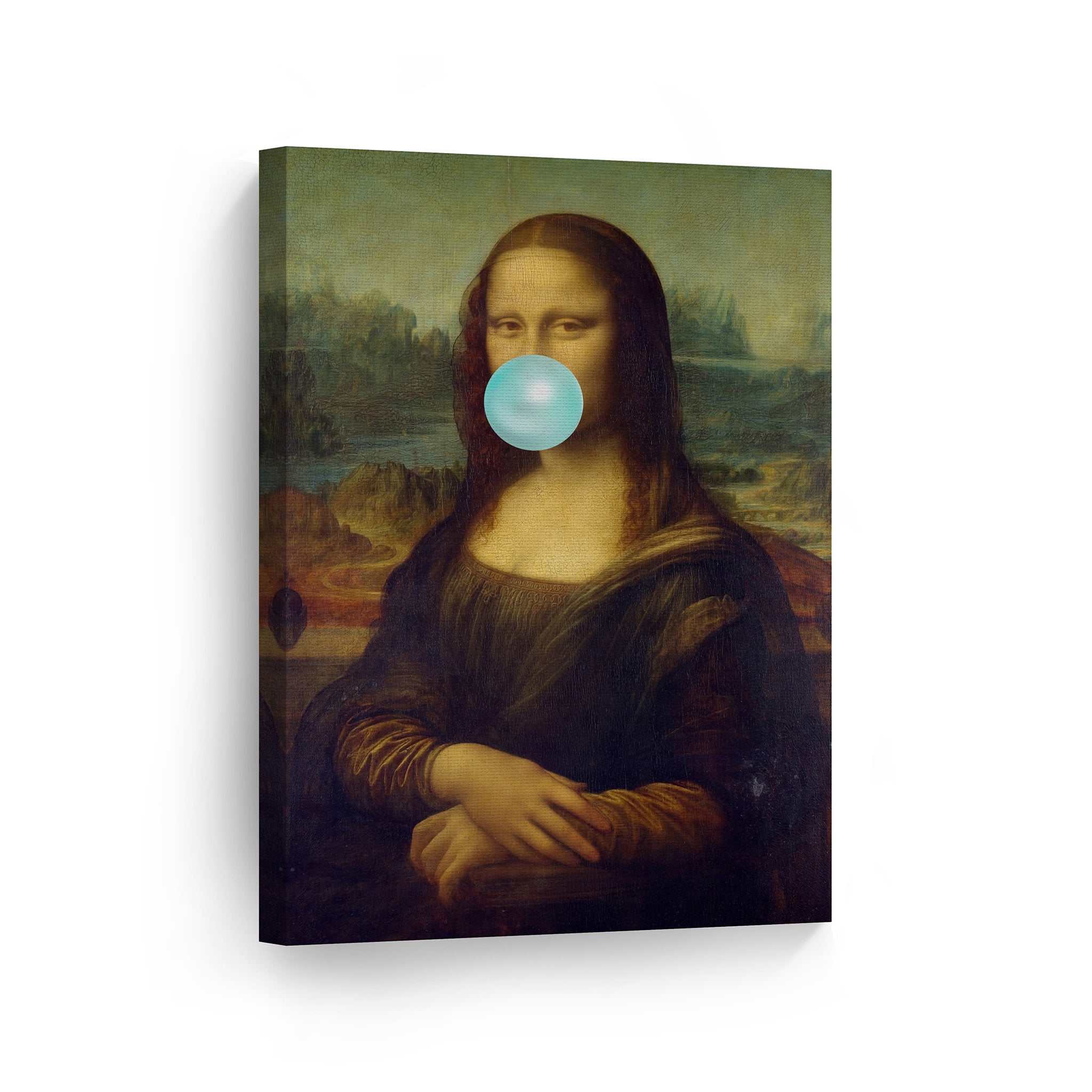 Smile Art Design Leonardo Da Vinci's Masterpiece Mona Lisa Teal Blue