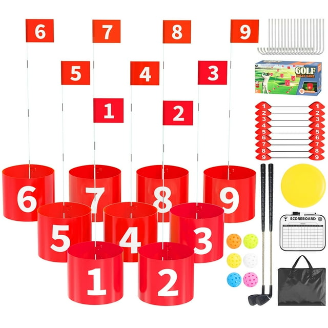 Juego de golf FOOING con 2 palos, 9 hoyos, pelotas y bandera