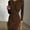 Brown, variant on Women's Bodycon Dress, French Retro Style Long Sleeve Maxi Dress, Slim Fit Round Neck Polyester Dress for Casual, Party, Date