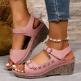 thumbnail image 4 of Viluyesy Women's Wedge Sandals, Adjustable Buckle Soft Sole Open Toe Comfortable Fashion Shoes Pink 5.5, 4 of 8