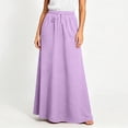 thumbnail image 4 of Juesizh Maxi Skirt for Women Drawstring Elastic Waist Skirt Summer Loose Solid Color Pocket Flowy Skirt, S-2XL, 4 of 7