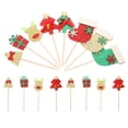 thumbnail image 6 of Gymnture 16pcs Christmas Theme Cake Toppers Adorable Dessert Decoration Cupcake Toppers Adornment Fruit Picks for Party Festival, 6 of 10