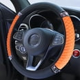 thumbnail image 2 of Bling Soft Leather Steering Wheel Cover 15 Inch with Sparkly Diamond Rhinestones for Women and Girls – Elastic Car Accessory for Most Cars (Orange), 2 of 8