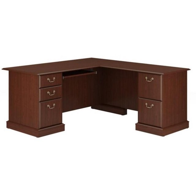 Pemberly Row L-Shape Executive Office Computer Desk in Harvest Cherry