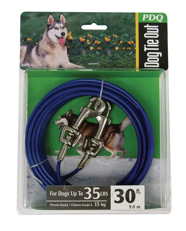 Boss Pet PDQ Blue / Silver Vinyl Coated Cable Dog Tie Out Medium