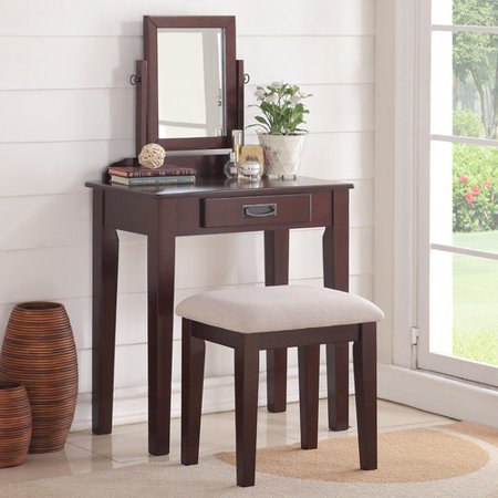 Poundex F4141 Bobkona Stephanie Vanity Set With Stool White Walmart Com Walmart Com